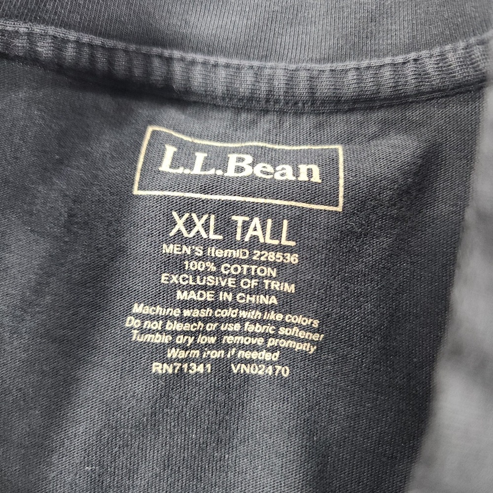 LL Bean Shirt MENS XXL TALL Black Henley Long Sleeve Carefree Unshrinkable - Picture 8 of 12